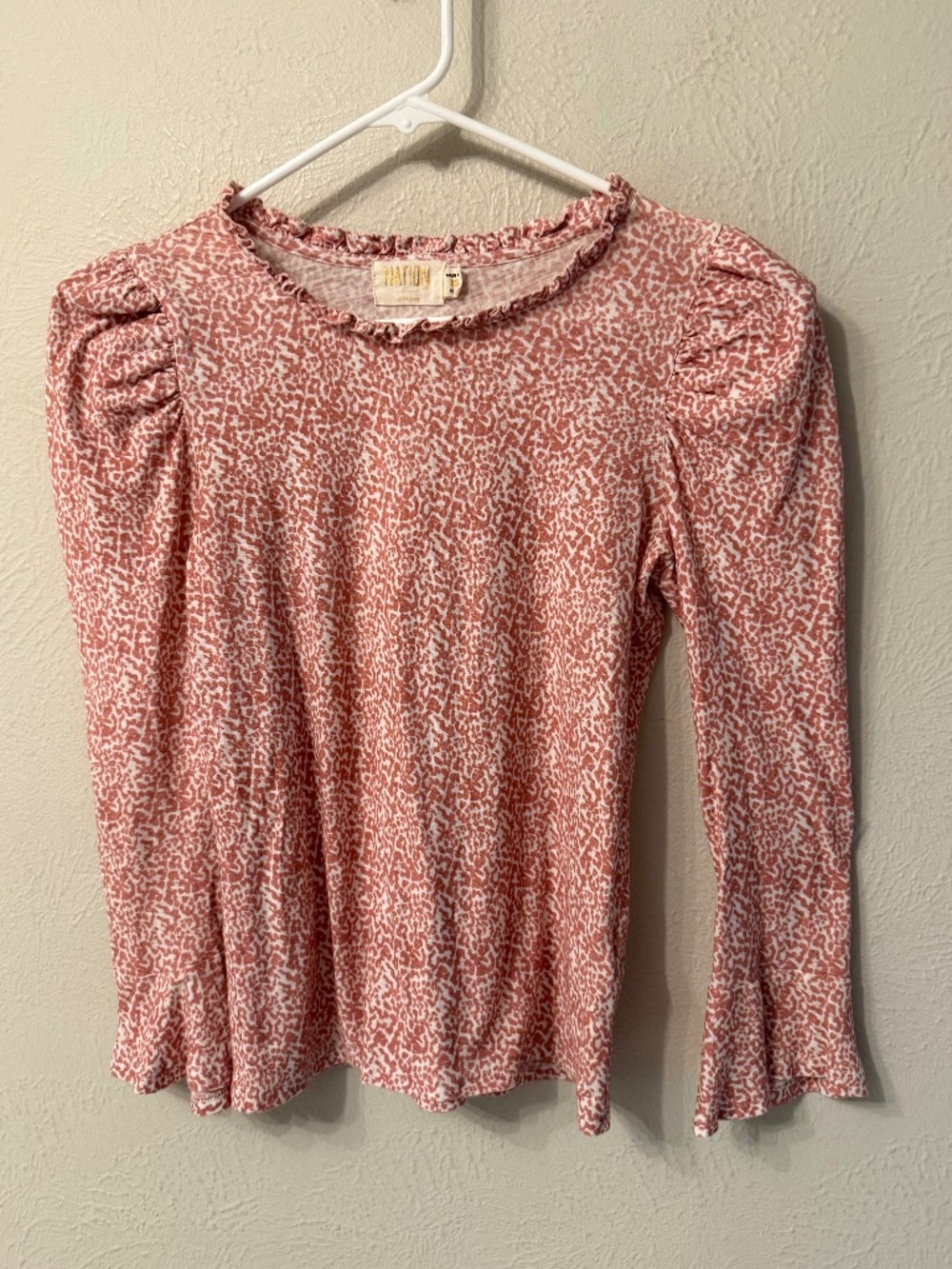 Nation LTD size XS Pima Cotton 3/4 Puff Bell Sleeve Blouse Top